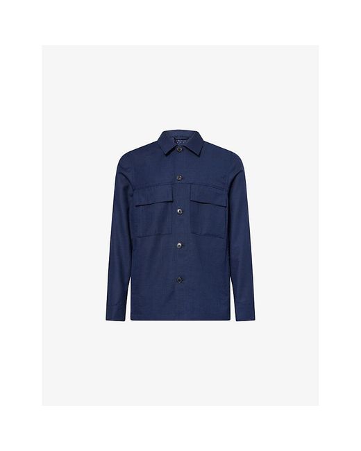 Paul Smith Blue Relaxed-Fit Spread-Collar Wool Jacket for men