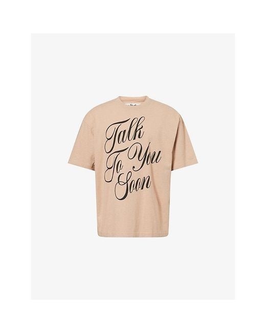 Acne Natural As Talk To You Soon Text-Print Cotton T-Shirt for men