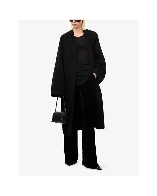 Rick Owens Black Dagger Belted Cashmere Coat