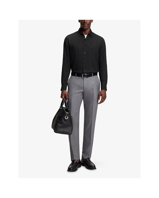 Boss Black Kent-Collar Slim-Fit Cotton-Blend Shirt for men
