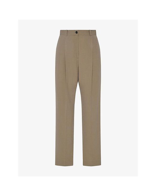 The Row Natural Gianni Tapered-Leg Wool Trousers