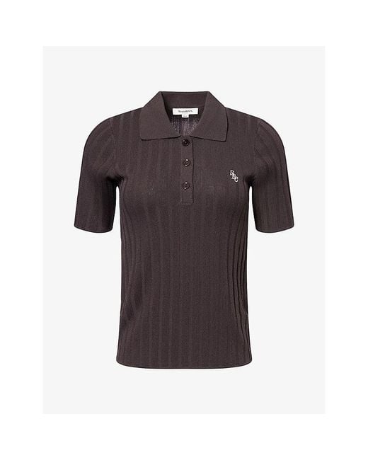 Sporty & Rich Multicolor Src Logo-Embroidered Ribbed-Knit Polo Shirt