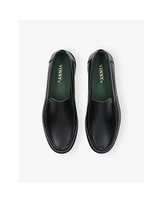 VINNY'S Black Martel Leather Loafers for men