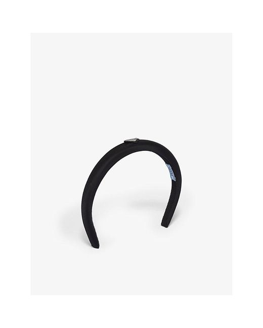 Prada Black Re-nylon Brand-plaque Recycled-polyamide Headband