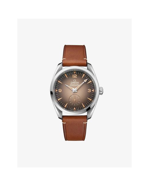 Omega Brown Seamaster Railmaster Stainless-Steel And Leather Automatic Watch 38Mm for men