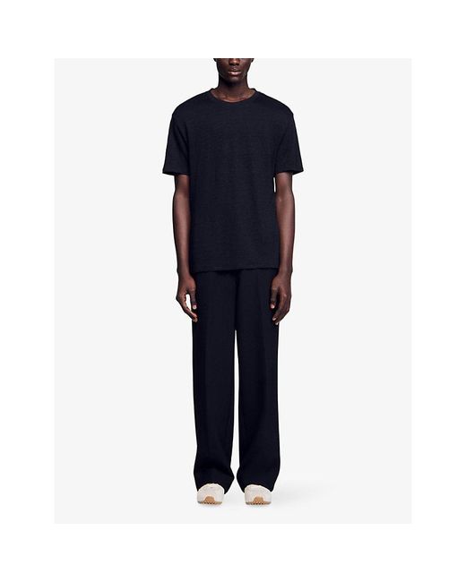 Sandro Black Certified Linen T-Shirt for men
