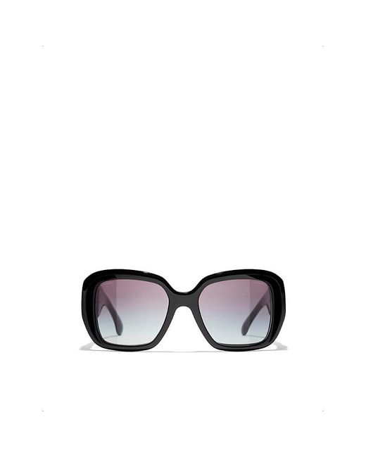 Chanel Black Ch5512 Square-frame Acetate Sunglasses