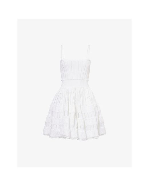 Alaïa White Fitted-Waist Bandeau Stretch-Woven Mini Dress