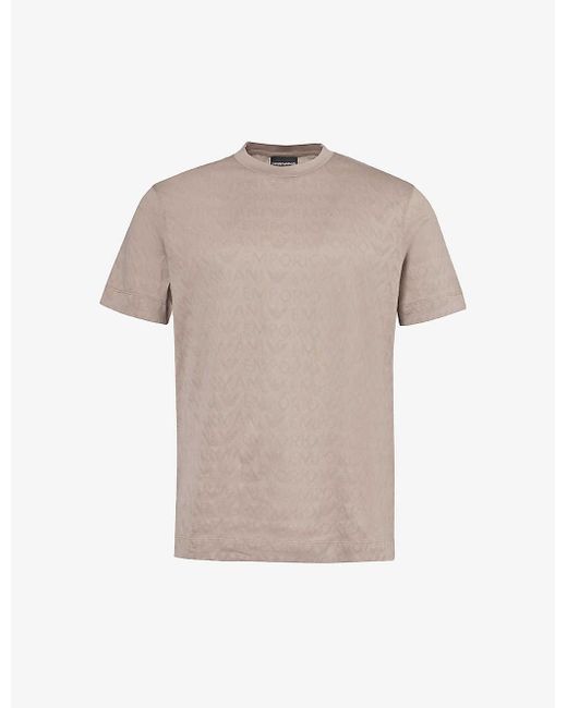 Emporio Armani Gray Monogram-print Regular-fit Cotton T-shirt X for men