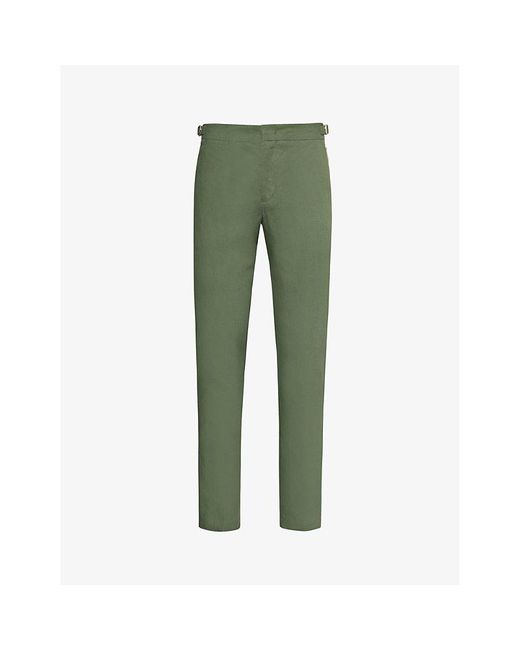 Orlebar Brown Green Griffon Adjustable Tapered-leg Linen Trousers for men