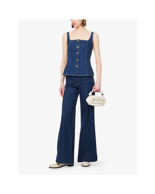 GOOD AMERICAN Blue Good Waist Palazzo Stretch-Denim Jeans