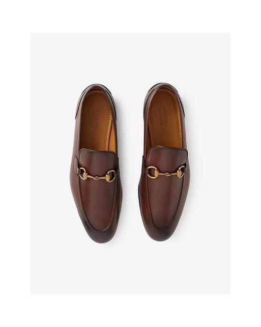 Gucci Brown Jordaan Horsebit-Embellished Leather Loafers for men