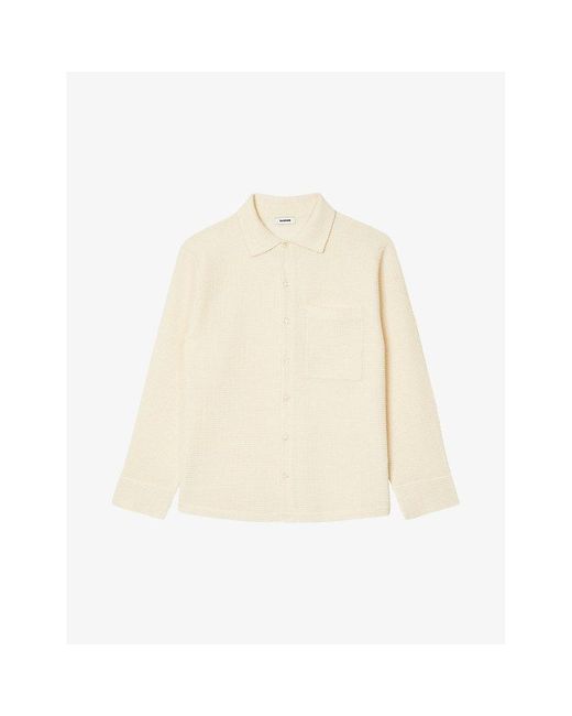 Sandro Natural Patch-pocket Oversized Knitted Shirt X