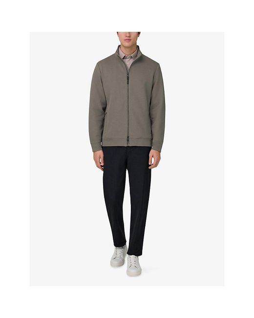 Boggi Gray Scuba Piqué Zip Cotton-Blend Sweatshirt for men