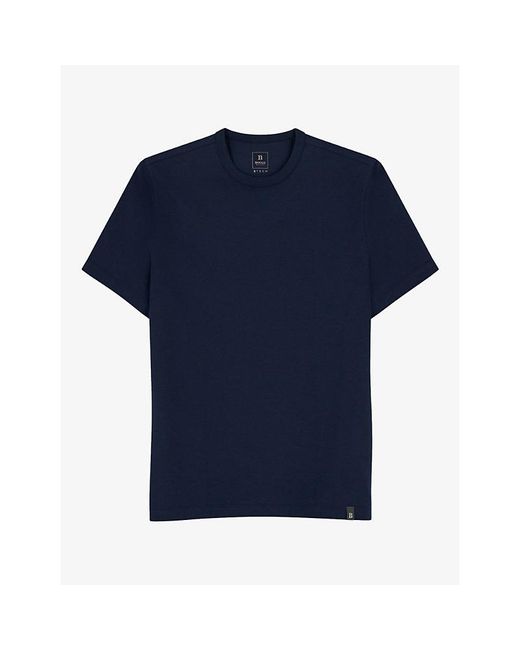 Boggi Blue Crewneck Short-Sleeve Stretch Cotton-Blend T-Shirt for men