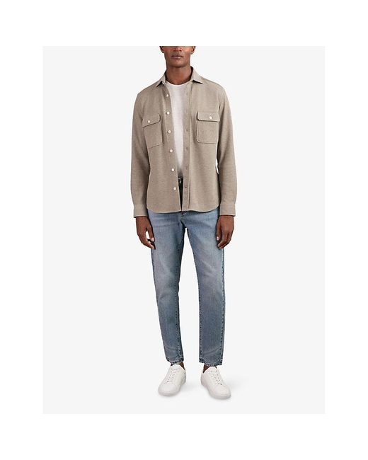 Reiss Natural Forsithe Twin-Pocket Regular-Fit Cotton-Blend Overshirt for men