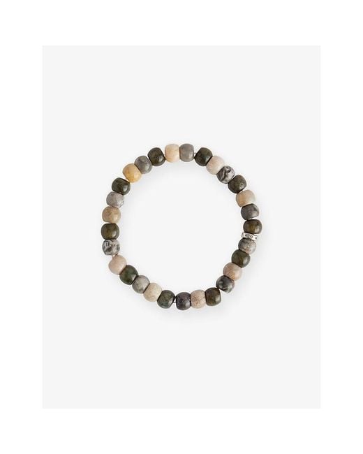 Thomas Sabo Metallic Beaded Sterling- Labradorite And Crocodile Jasper Bracelet for men