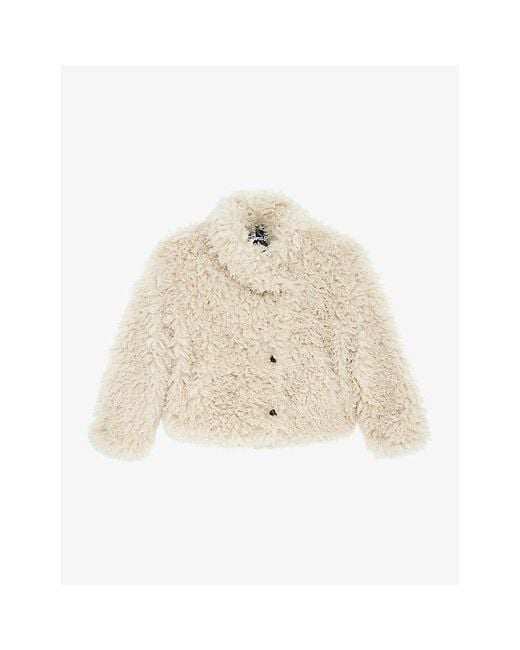 The Kooples Women's Natural Lapel-Collar Side-Pocket Faux-Fur Jacket