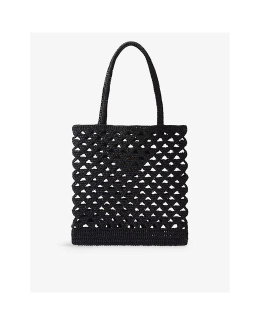 Prada Black Logo-embroidered Crochet Tote Bag