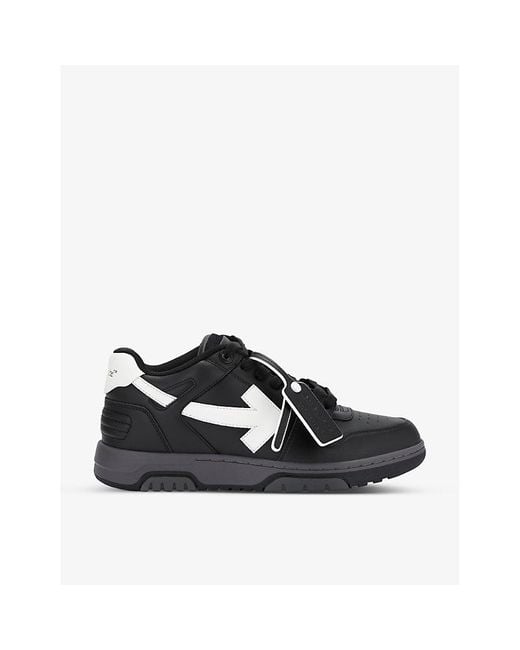 Off-White c/o Virgil Abloh Black Out Of Office Logo-embroidered Leather Low-top Trainers for men
