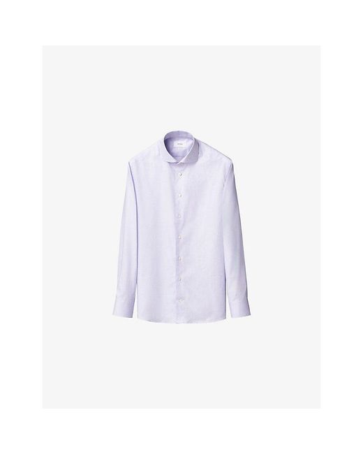 Eton of Sweden Purple Signature Solid Oxford Contemporary-Fit Cotton Shirt for men