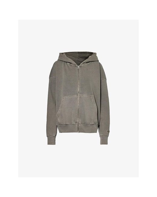 Lounge Underwear Gray Zip-up Relaxed-fit Cotton-jersey Hoody