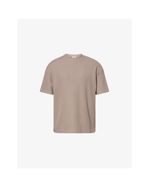 Arne Natural Waffle Relaxed Woven T-Shirt for men