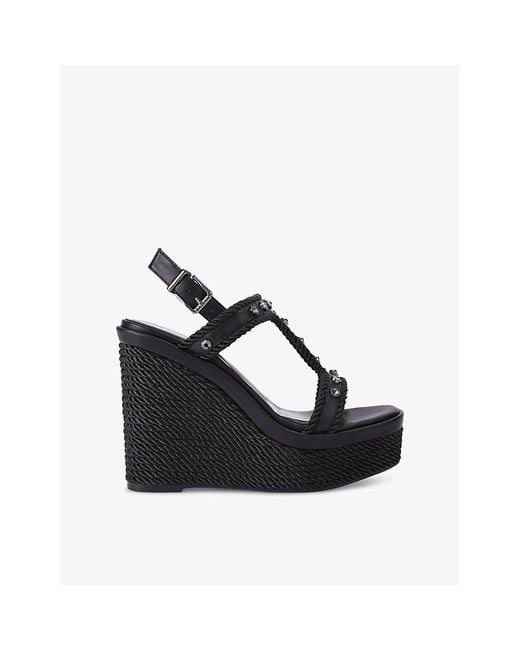 Carvela Kurt Geiger Black Sorella Rope Wedge Sandals