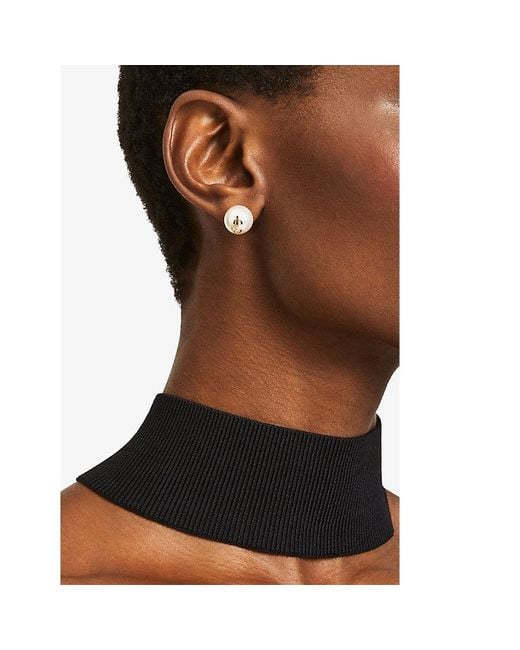 Jimmy Choo White Jc Logo-Embellished-Toned Brass And Pearl Stud Earrings