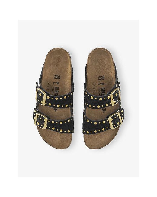 Birkenstock Black Arizona Two-Strap Suede Sandals