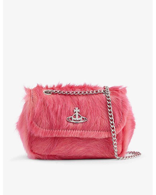 Vivienne Westwood Pink Fur-texture Logo-plaque Cross-body Bag