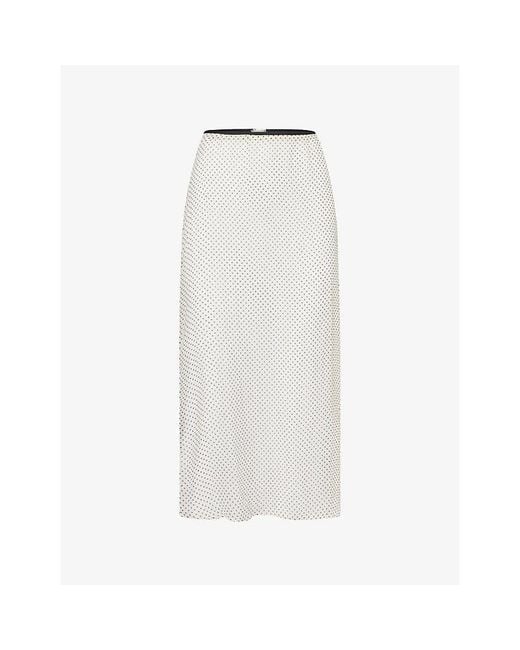 Hunza G White Polka-Dot Sheer Midi Skirt