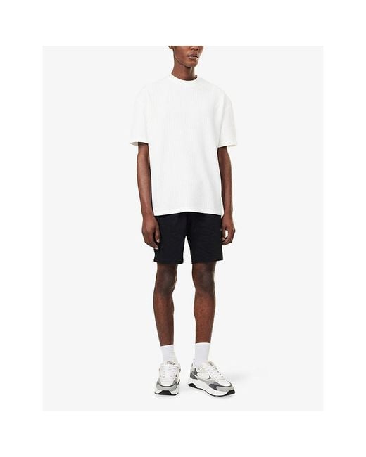 Arne White Relaxed-Fit Waffle Woven T-Shirt for men