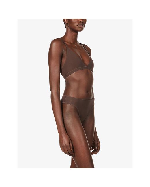 Skims Brown Fits Everybody Mid-Rise Stretch-Woven Thong