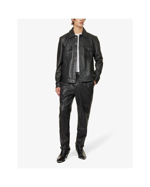 PAIGE Gray Snider Icon Mid-rise Tapered-leg Leather Trousers X for men
