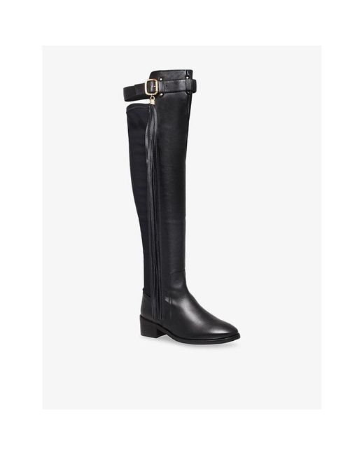 Ancient Greek Sandals Black Charys Leather Knee-High Boots