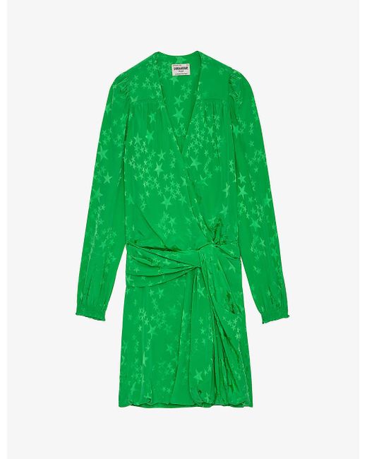 Zadig & Voltaire Recol Jac Silk Mini Dress in Green | Lyst