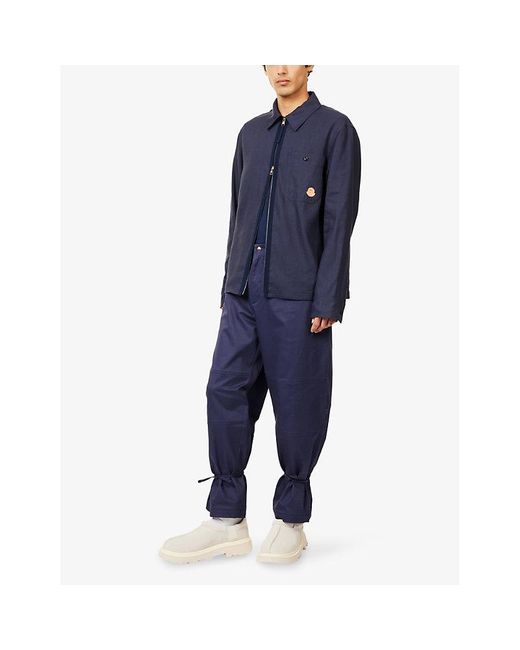 Moncler Genius Blue Moncler X Gilga Farm By Donald Glover Logo-Patch Linen-Blend Shirt for men