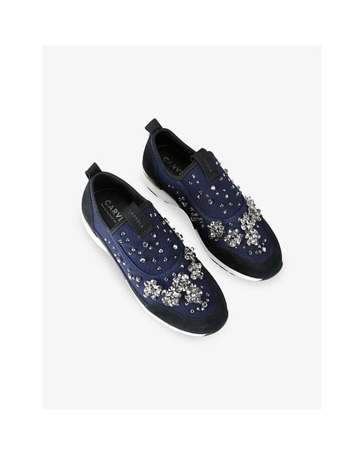 Carvela Kurt Geiger Blue Tempo Jewel Slip-On Woven Trainers