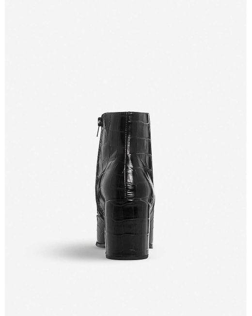 black mock croc ankle boots