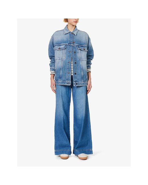 Weekend by Maxmara Blue Faded-wash Relaxed-fit Denim Jacket