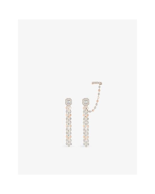 Messika White D-Vibes Multi-Row And Diamond Earrings