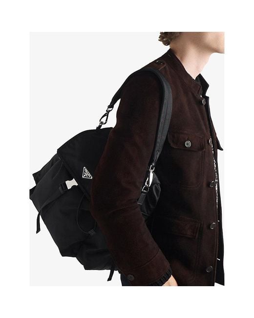 Prada Black Re Nylon Explore Woven Backpack for men