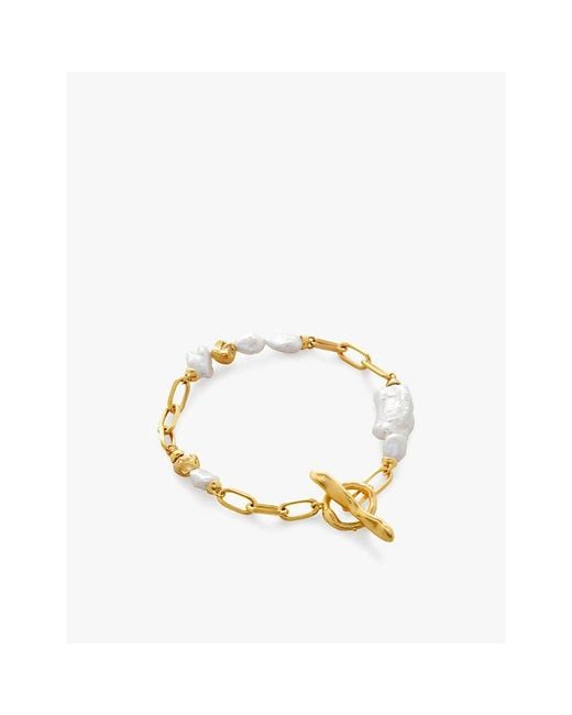 Monica Vinader Metallic X Amy Powney 18Ct-Plated Vermeil Sterling- And Pearl Bracelet