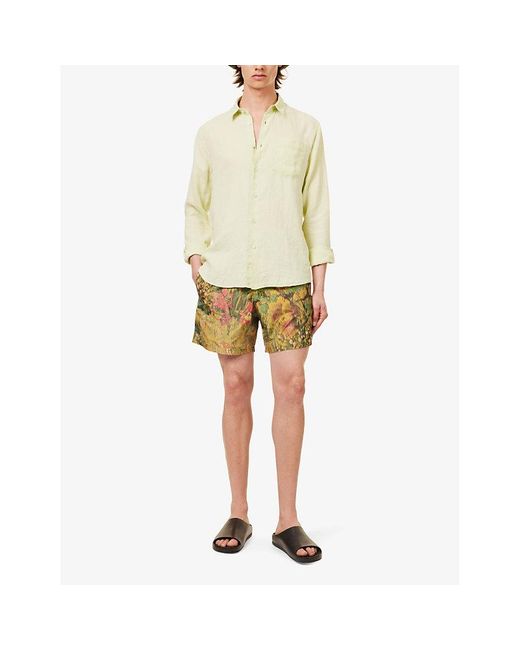 Vilebrequin Yellow Moopea Floral-print Recycled-polyester And Silk Swim Shorts for men