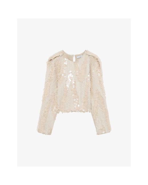 IRO Natural Ioana Round-Top Sequin Top