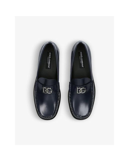 Dolce & Gabbana Blue Classic Round-toe Leather Loafers for men