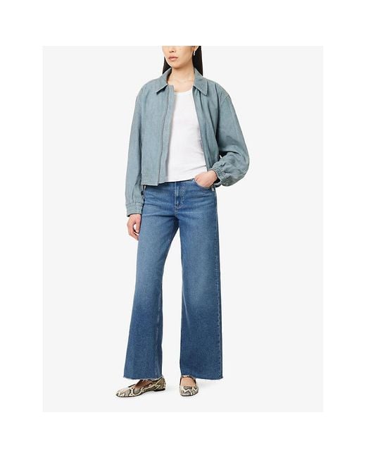 PAIGE Blue Anessa Wide-Leg Stretch-Denim Blend Jeans