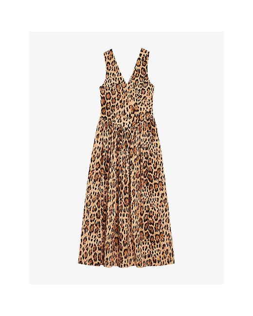 Ro&zo Metallic Alexis Leopard-Print Cotton-Sateen Midi Dress