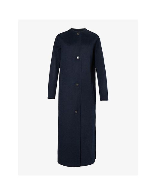 Yves Salomon Longline Relaxed-fit Wool And Cashmere-blend Coat in Blue ...